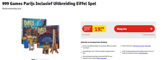 999 Games Parijs Inclusief Uitbreiding Eiffel Spel voor €19,99 bij Kruidvat