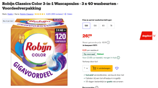 Robijn Classics 3-in-1 wascapsules Color - 3 x 40 wasbeurten - 120 wasbeurten voor €26,09 bij Bol