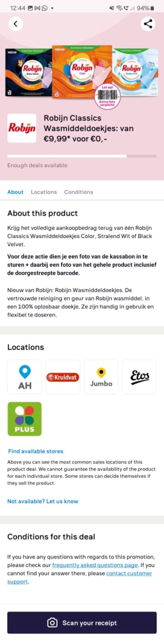 Gratis Robijn dmv cashback twv 18,78 euro