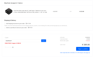 Mini PC AOOSTAR GEM12 Max, Ryzen 7 8845HS 5.1GHz 32 GB DDR5 1 TB SSD PCle 4.0, HDMI 2.1 por 589€