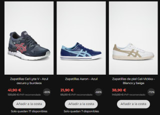 Rebajas hasta 70% descuento calzado Asics precios desde 21,90€
