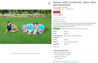 Piscina infantil marca Bestway- 55022_24, Medidas 183cm x 38cm por 9,80€