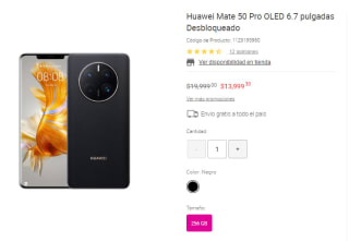 Celular Huawei Mate 50 Pro negro 256gb por $13999.30 en Liverpool