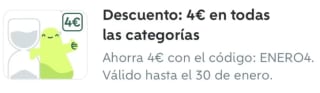 Cupón 4€ descuento en tus compras en Wallapop