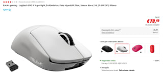 Ratón gaming Logitech PRO X Superlight por 78,43€ varios colores
