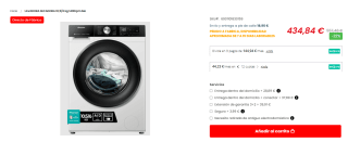 Lavadora Secadora Libre Instalación Hisense WD3S1043BW3, 10,5/6Kg, 1400 RPM por 434,84€