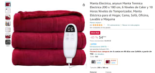 Manta Eléctrica con 6 Niveles de Calor de 200 x 180 cm por 54,39€