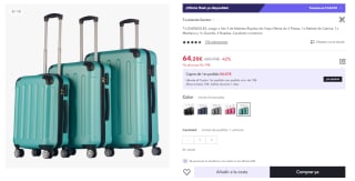 Juego de 3 Maletas Trolley ABS Semirrígidas 4 Ruedas por 64.2€ (Cuenta Nueva 54.2€)