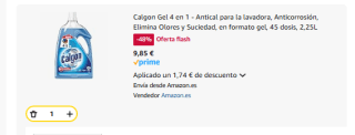 Calgon Gel 4 en 1 Antical para la lavadora, Elimina Olores y Suciedad, 45 dosis por 9,85€