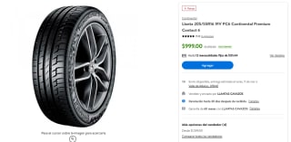 Llanta 205/55R16 91V PC6 Continental Premium Contact 6 por $999 en Walmart