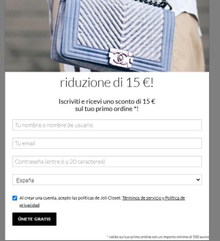 15% descuento para tu primera compra de 500€