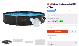 VirtuFit zwembad met filterpomp (244 x 76cm) voor €99,95 bij iBOOD