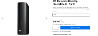 Disque dur externe WD Elements Desktop à 214,99€