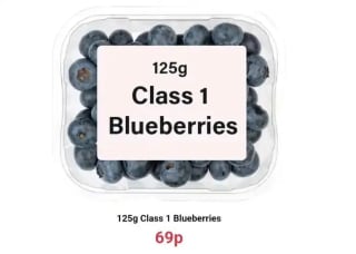 Buy a class 1 blueberries at Farmfoods Wigston, Leicester for £0.39
