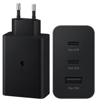 Adaptateur secteur d'origine Samsung Trio - Chargeur - 2x connexion USB-C et 1x USB - Charge rapide - 65W - Noir à 34,99€