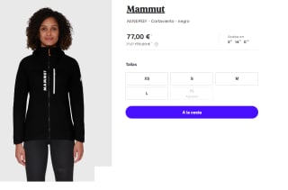 Chaqueta con capucha para Mujer Mammut Aenergy por 77€