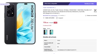 HONOR 200 Lite 5G de 8GB/256GB por 156,98€
