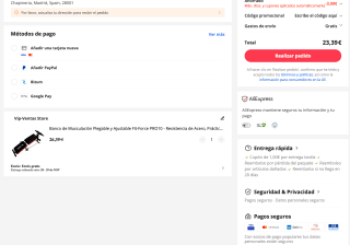 Banco de Musculación Plegable y Ajustable Fit-Force PRO10 capacidad 95Kg por 23,39€