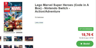 LEGO Marvel Super Heroes - Nintendo Switch voor €18,76 bij Proshop