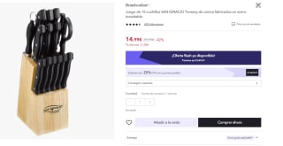 San Ignacio Juego de cuchillos, 15 piezas: cuchillos en acero inoxidable y tacoma de madera por 9.99€