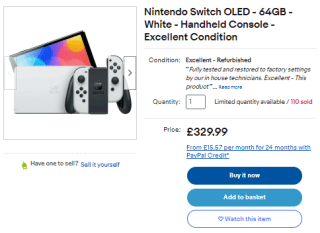 Receive a refurbished Nintendo Switch OLED from eBay for £212.79