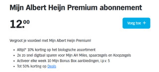 Albert Heijn Premium abonnement voor €12,00 of gratis met 2400 Air Miles