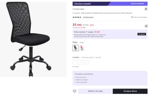 Silla de Oficina de Malla Giratoria Ergonómica por 20.77€