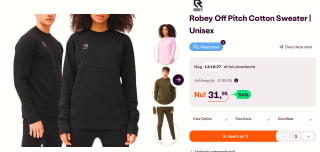 Robey Off Pitch Cotton Sweater uniseks in diverse kleuren voor €31,95 bij Ibood