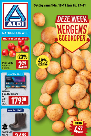 Kruimige aardappelen 10kg voor 4,49 euro