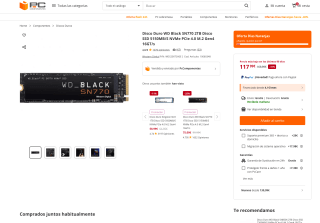 WD Black SN770 SSD 2TB M.2 NVMe PCIe 4.0 por 117,99€