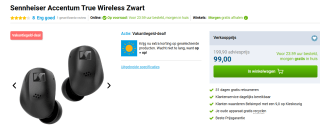 Sennheiser Accentum True Wireless voor €99 bij Belsimpel