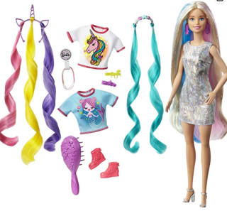 Barbie Fantasiehaar met zeemeermin en eenhoorn looks voor €15,99 bij Amazon.nl