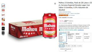 Pack 28 latas Mahou 5 Estrellas de 33cl por 12,53€