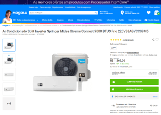 Ar Condicionado da Midea, modelo Split Inverter Springer Xtreme - R$ 1.569