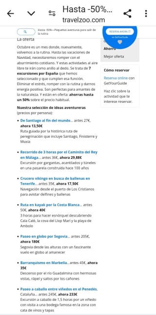 Hasta -50% actividades de aventuras.