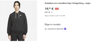 Sudadera para Mujer Nike Sportswear Gym Vintage por 19.99€