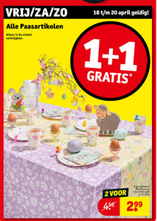 Alle paasartikelen 1+1 gratis bij Kruidvat