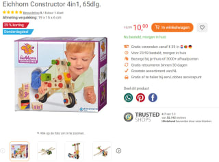 Eichhorn Constructor 4in1, 65dlg. voor €10 bij Lobbes