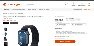 Montre connectée APPLE WATCH Serie 9 41mm Aluminium/Minuit Loop à 299€