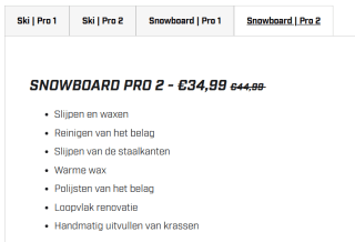 €10 korting op ski's of snowboards slijpen en waxen via Daka