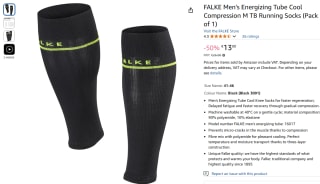 FALKE Men's Energizing Tube Cool Compression loopsokken voor €13 bij Amazon