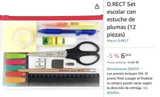 Set escolar con estuche de plumas (12 piezas) por 6,24€