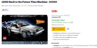 LEGO 10300 Back to the Future tijdmachine voor €139 bij bol.com