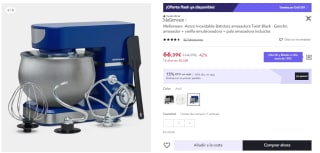 Batidora amasadora Mellerware Twist Black de 5L con 1000W por 51.39€