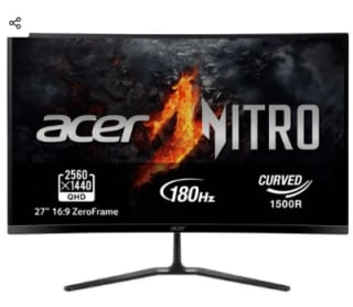 Ecran PC Incurvé 27" Acer Nitro ED270U S3 - WQHD 180 Hz, 2560x1440, 16:9, 250 Nits, temps de réponse 1ms VRB, AMD FreeSync à 158,67€