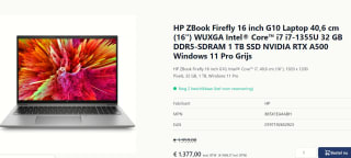 HP ZBook Firefly 16 inch G10 Laptop voor €1.666,17 bij Beat-it
