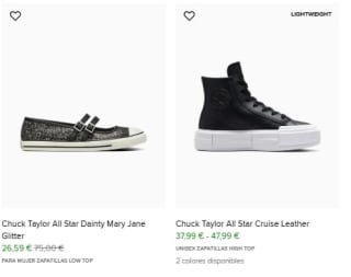 Rebajas hasta 65% descuento calzado Converse desde solo 23,99€