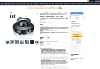 Robot limpiafondos Vozascly S1 sin cables 130 min autonomía doble motor sube pendientes 18° para piscinas hasta 100 m² por 99,99€