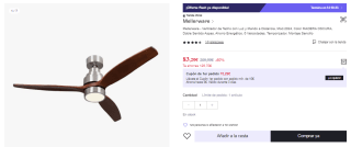 Mellerware Ventilador de Techo con Luz y Mando a Distancia por 68,29€