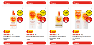 Alle Vision zonnebrand producten voor €7,99 bij Kruidvat